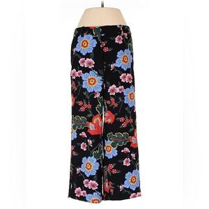 Ann Taylor Factory The Draper Wide Leg Crop Pants in Black Floral - Size 0P
